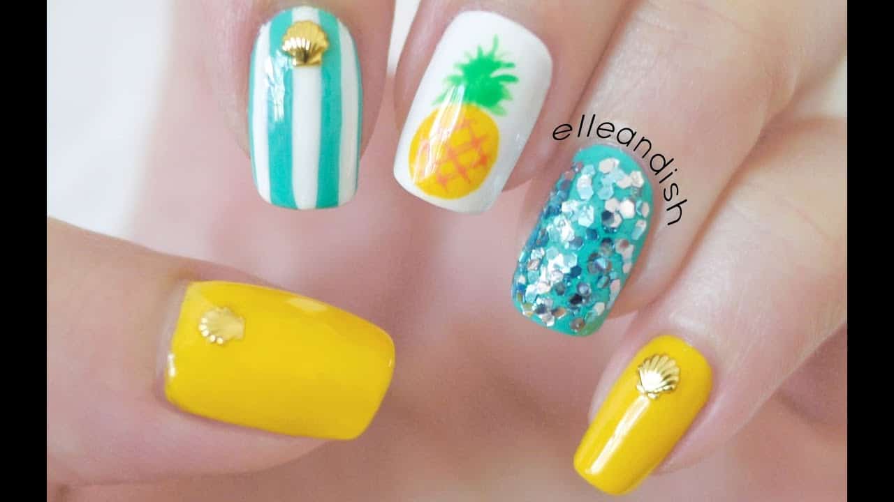 Summer pineapple nails diy