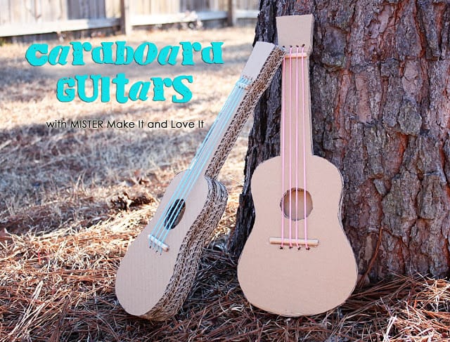 Cardboard and yarn guitars