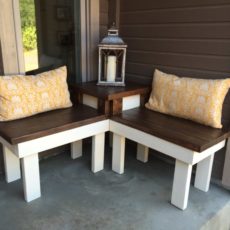 Diy corner porch bench with built in table