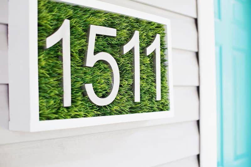 Diy grassy modern house number