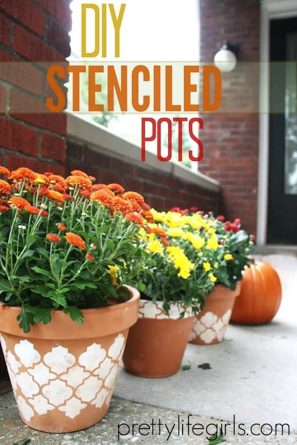 Diy stencilled clay pots