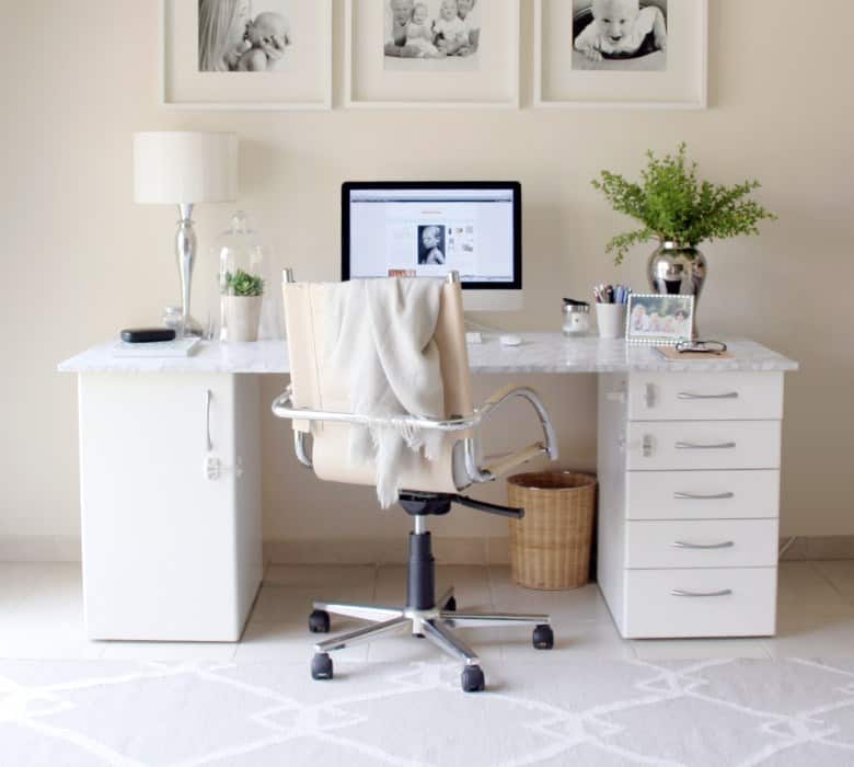 Diy white and marbled desk