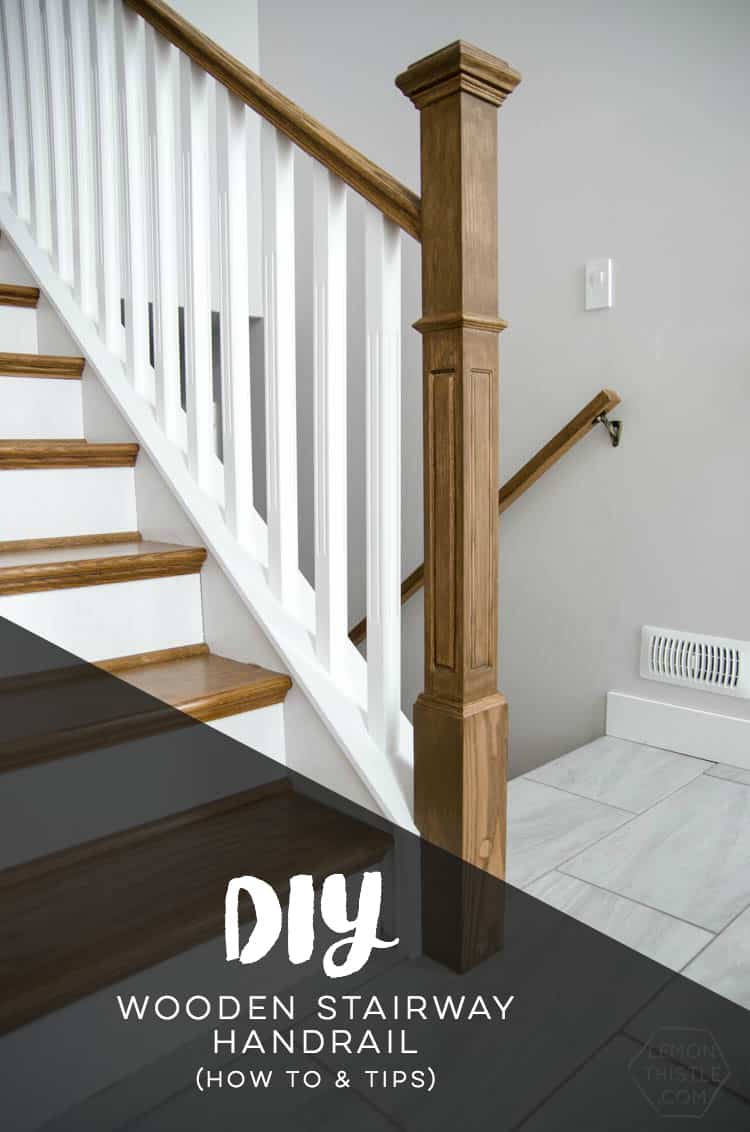 Diy wooden stairway hand rail