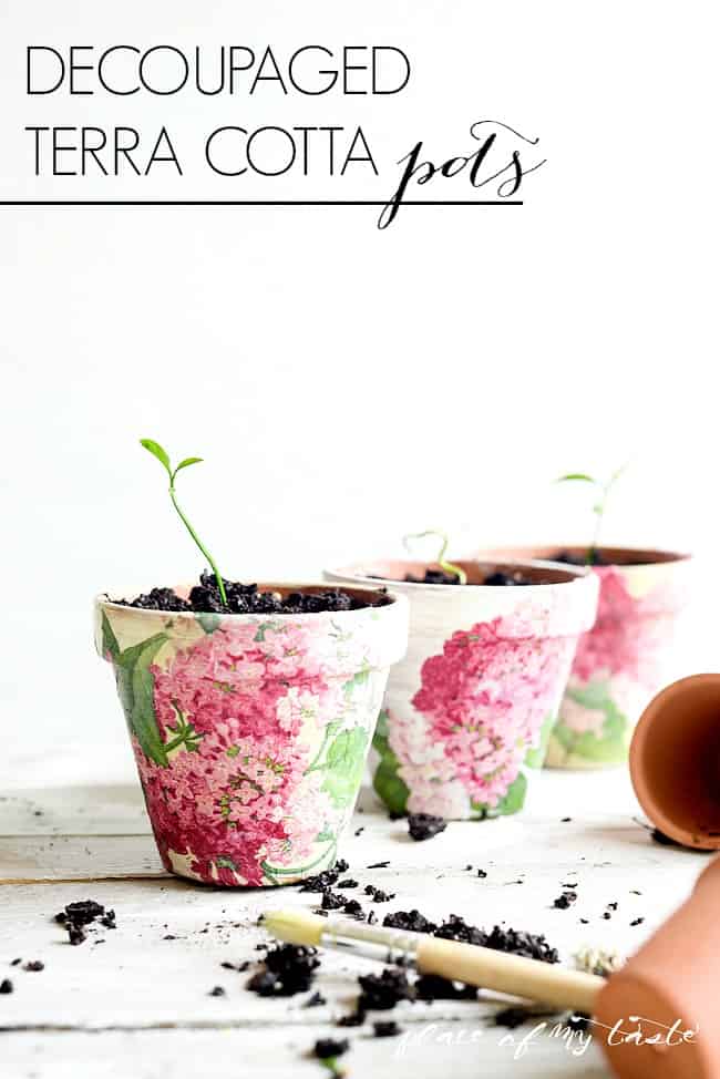 Floral decoupage terra cotta pots