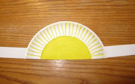 Halved paper plate sun hat craft