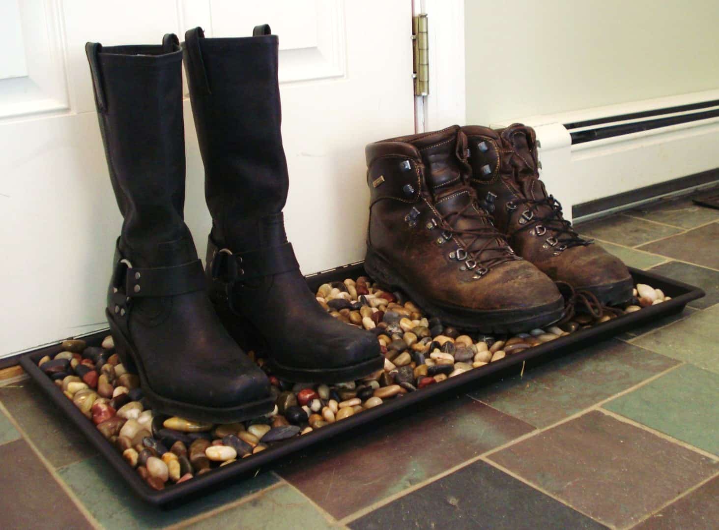 River rock boot tray