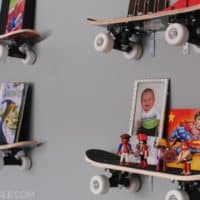 Skateboard floating wall shelves