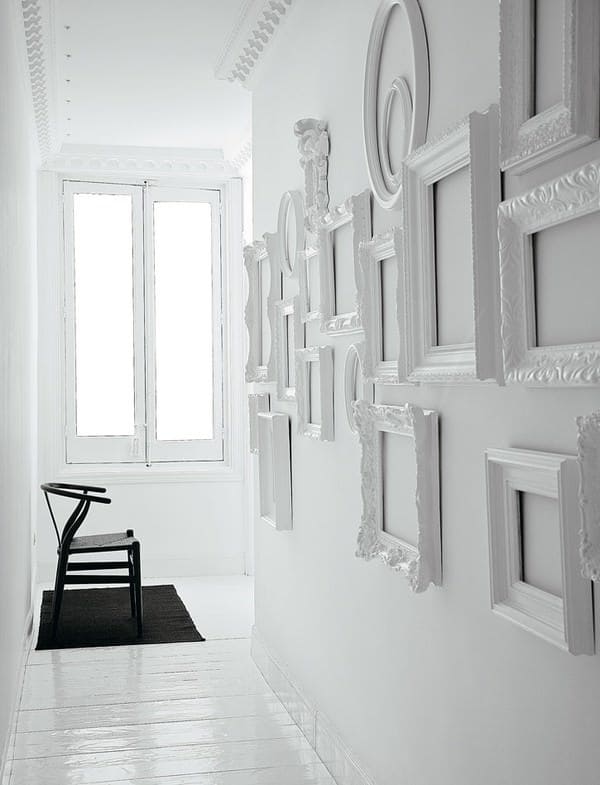 Monochromatic frames hallway diy