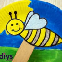 Colorful paper plate bee puppet