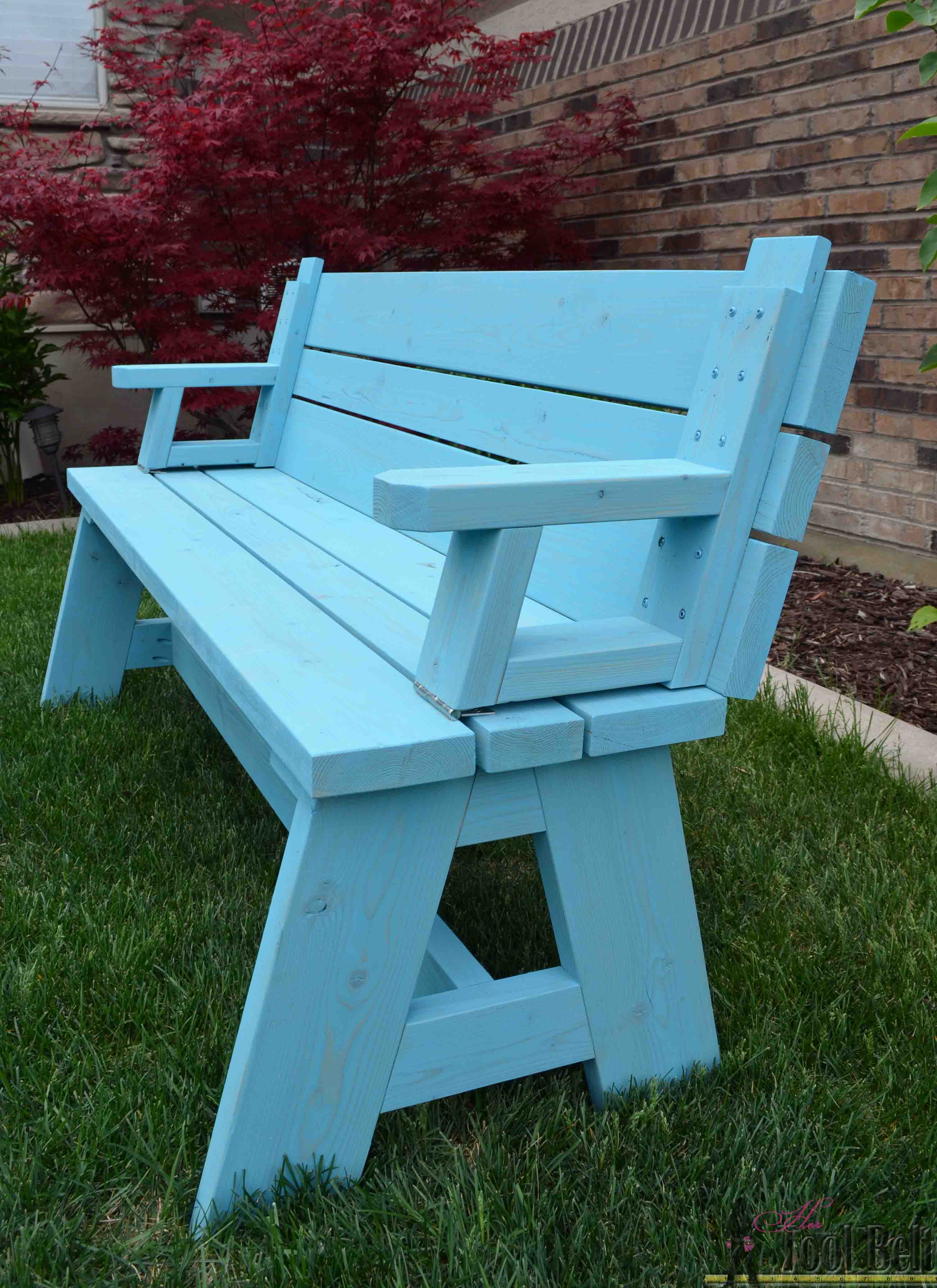 Convertible bench to picnic table