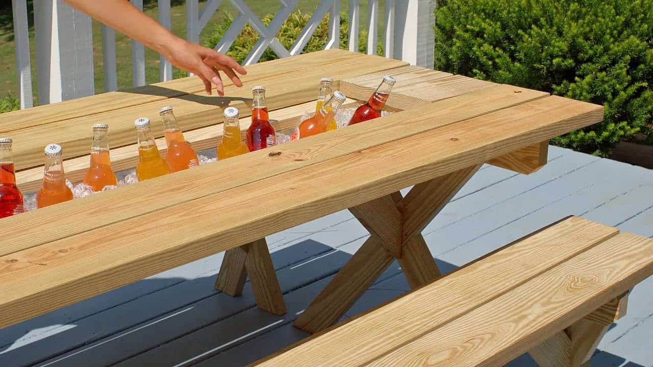 Cooler picnic table