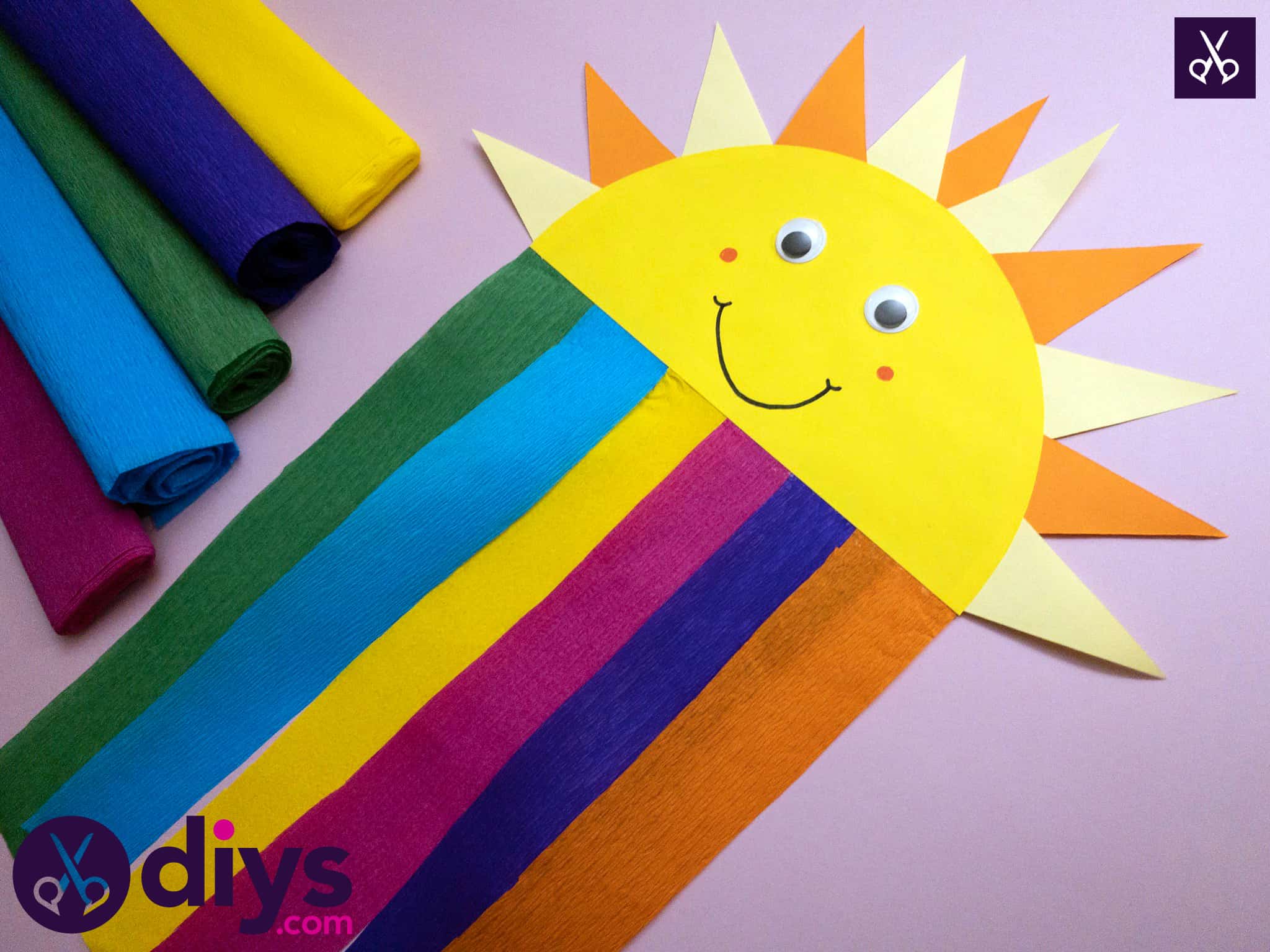 Diy how to make a rainbow paper sun