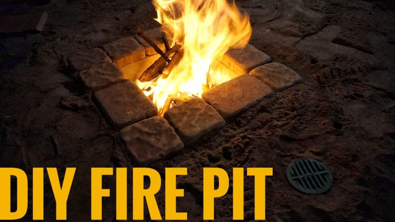 Diy block fire pit with adjustable draft