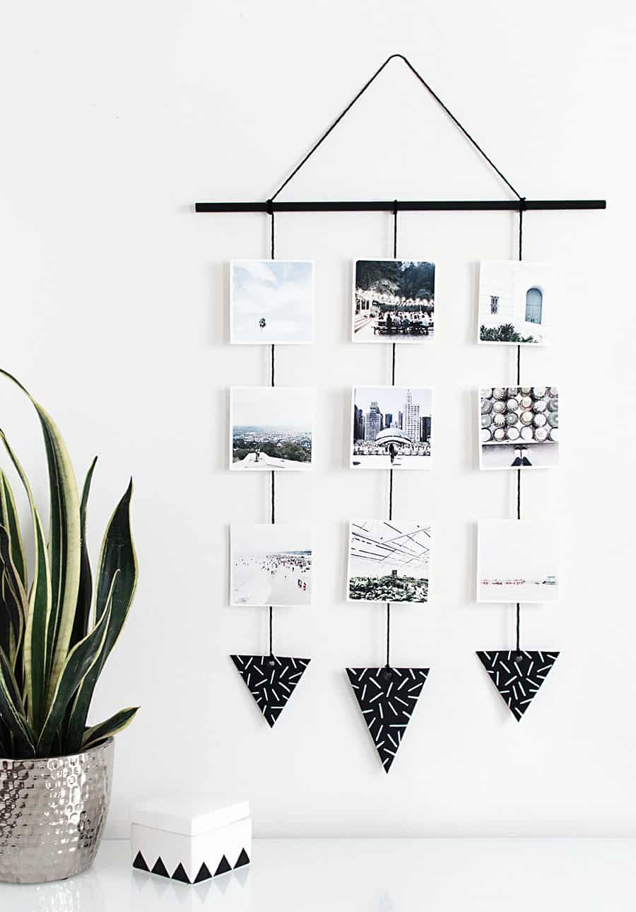 Diy photo and triangle wall hanging
