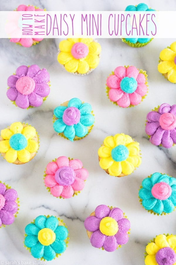 Daisy mini cupcakes decorating