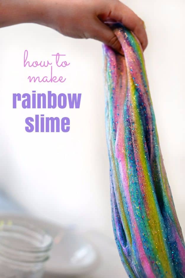Glittering rainbow slime
