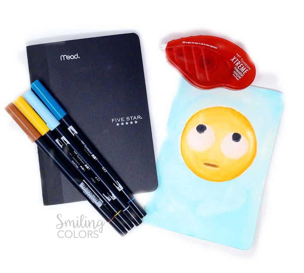 Hand drawn and painted emoji notebook covers