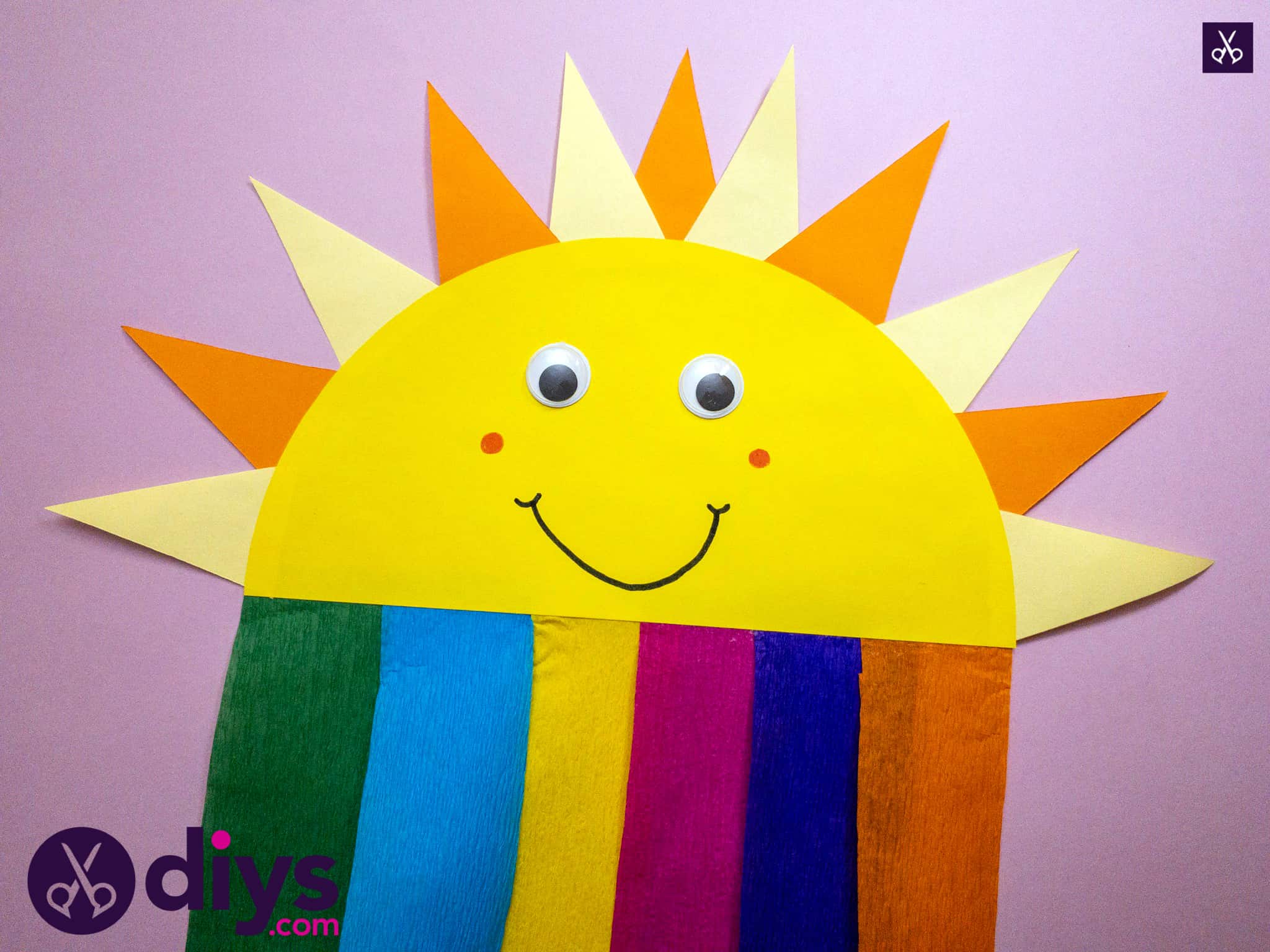 How to make a rainbow paper sun for school