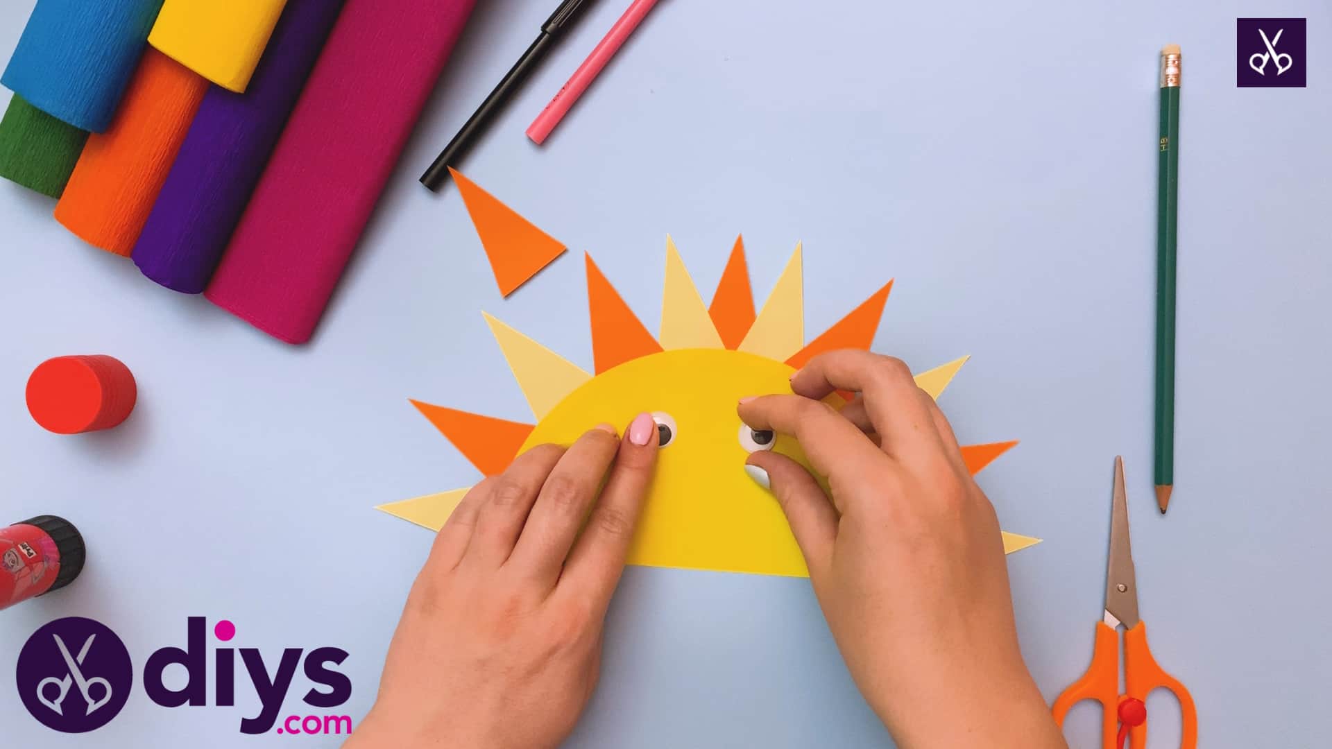 How to make a rainbow paper sun step 5