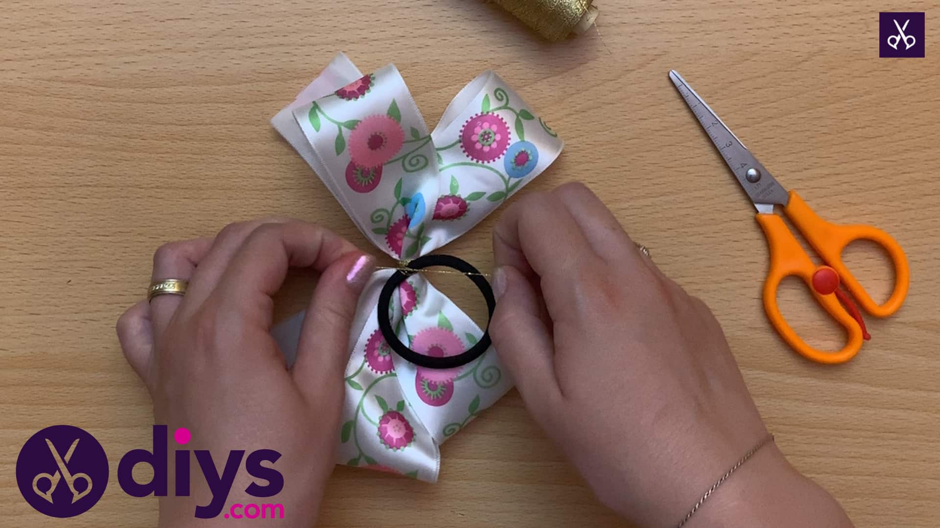 How to make a ribbon double bow step 8