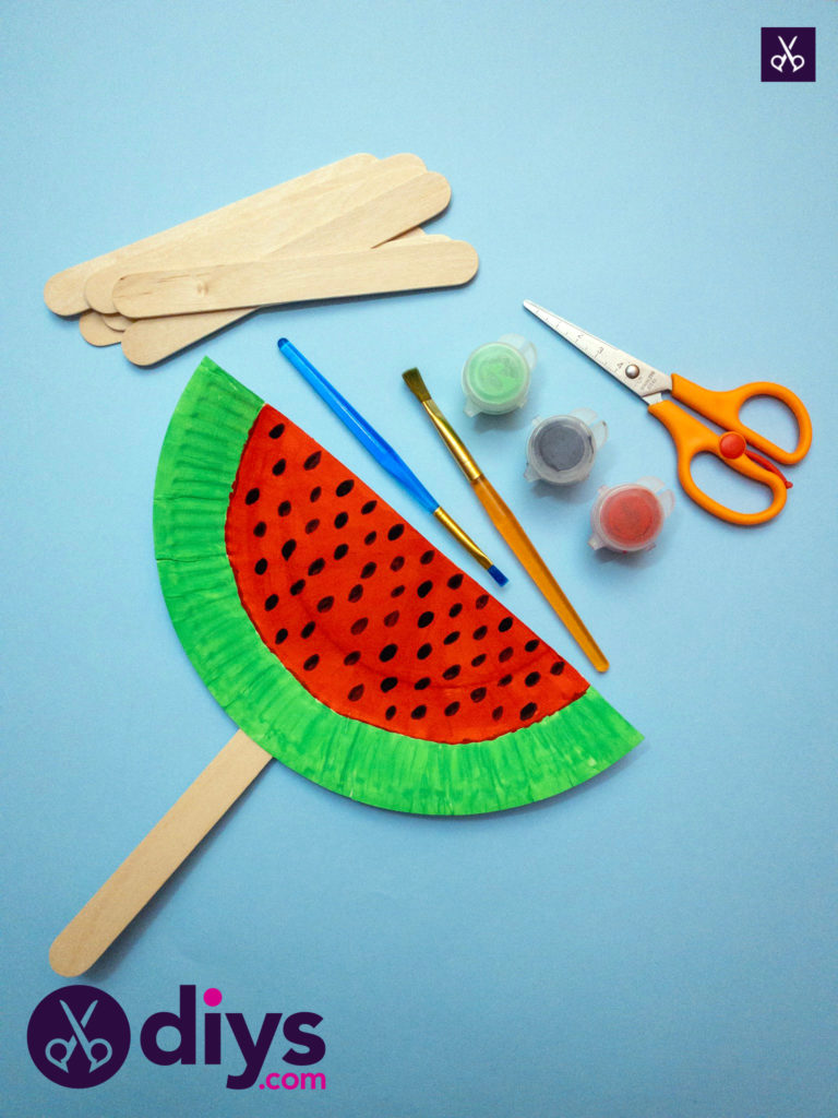 How to make a watermelon paper fan craft