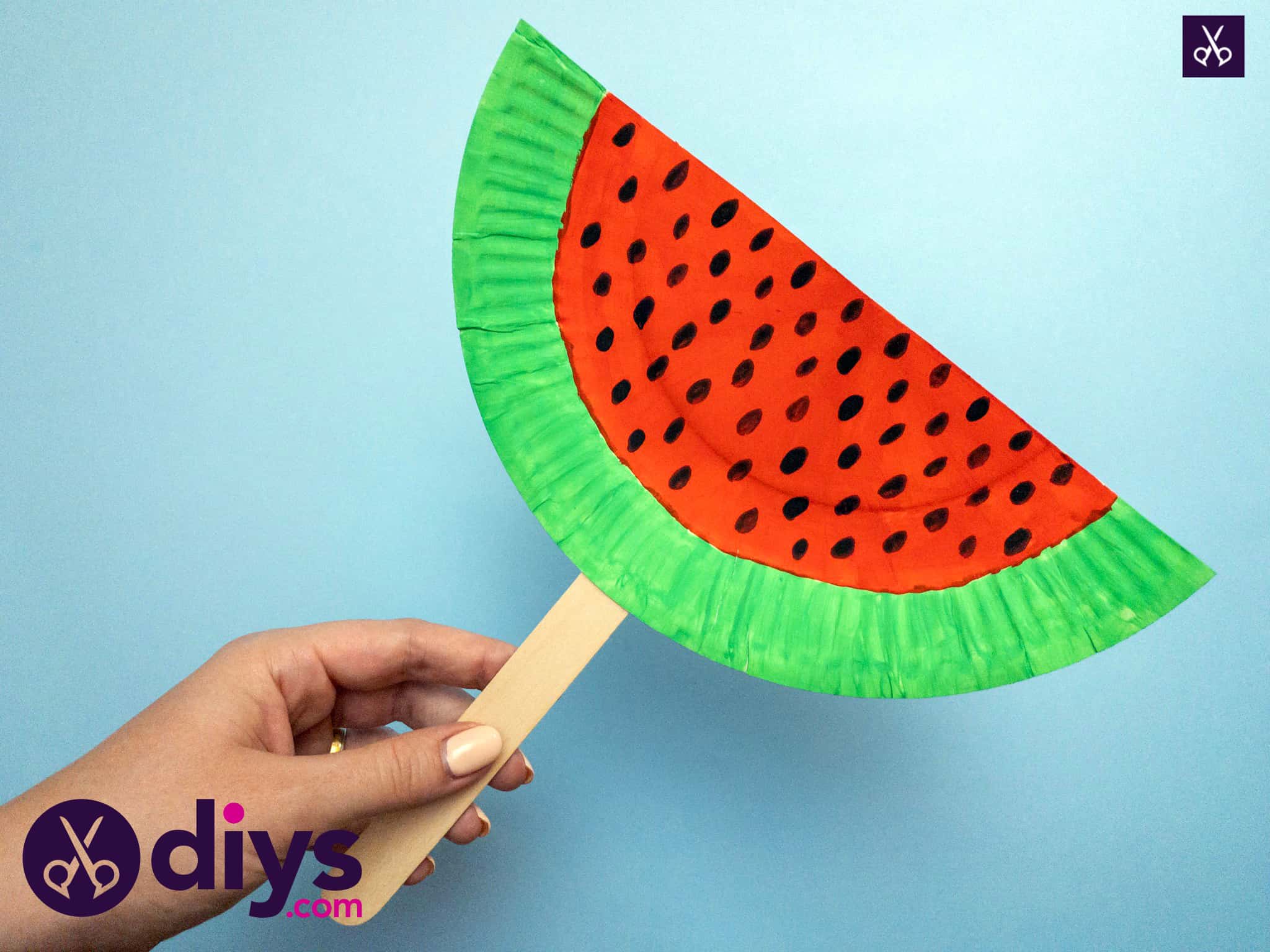 How to make a watermelon paper fan tutorial