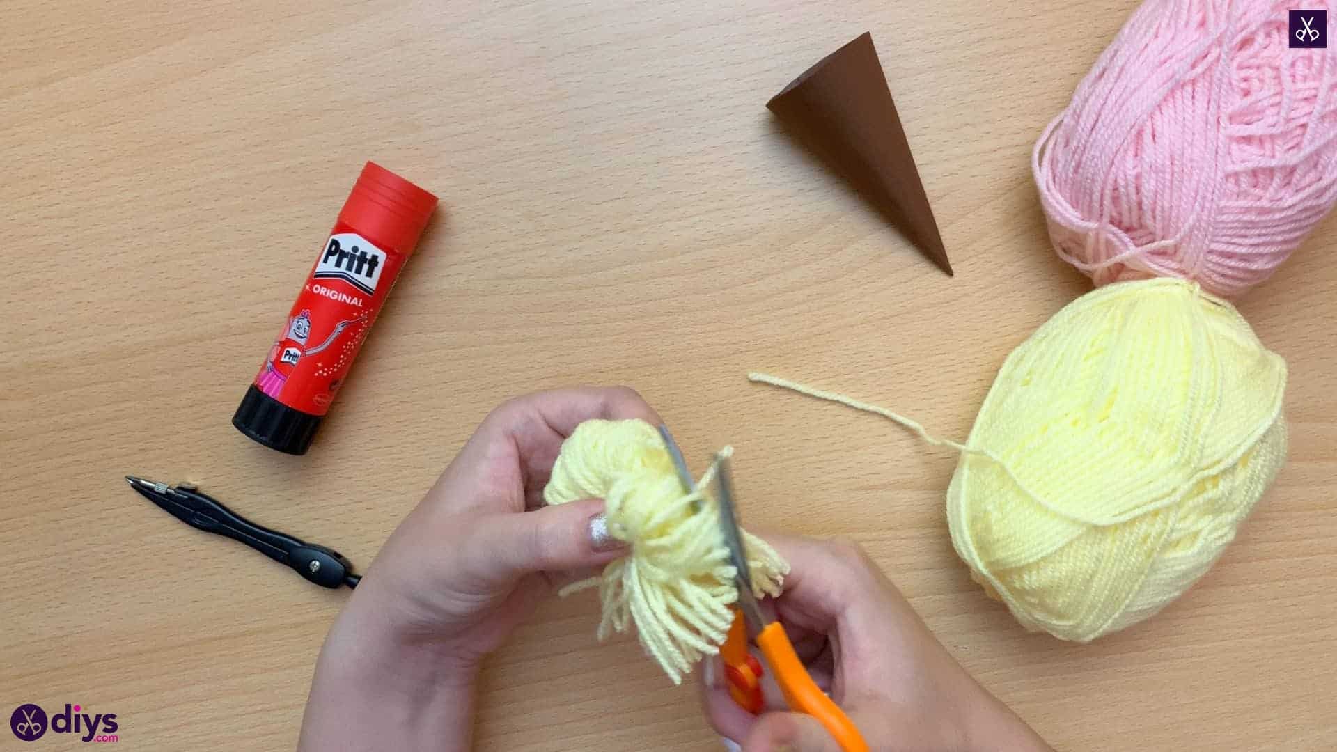 How to make an ice cream pom pom step 6