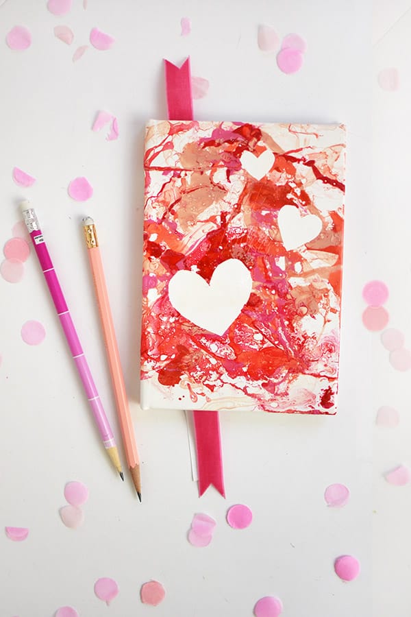 Marbled heart notebook