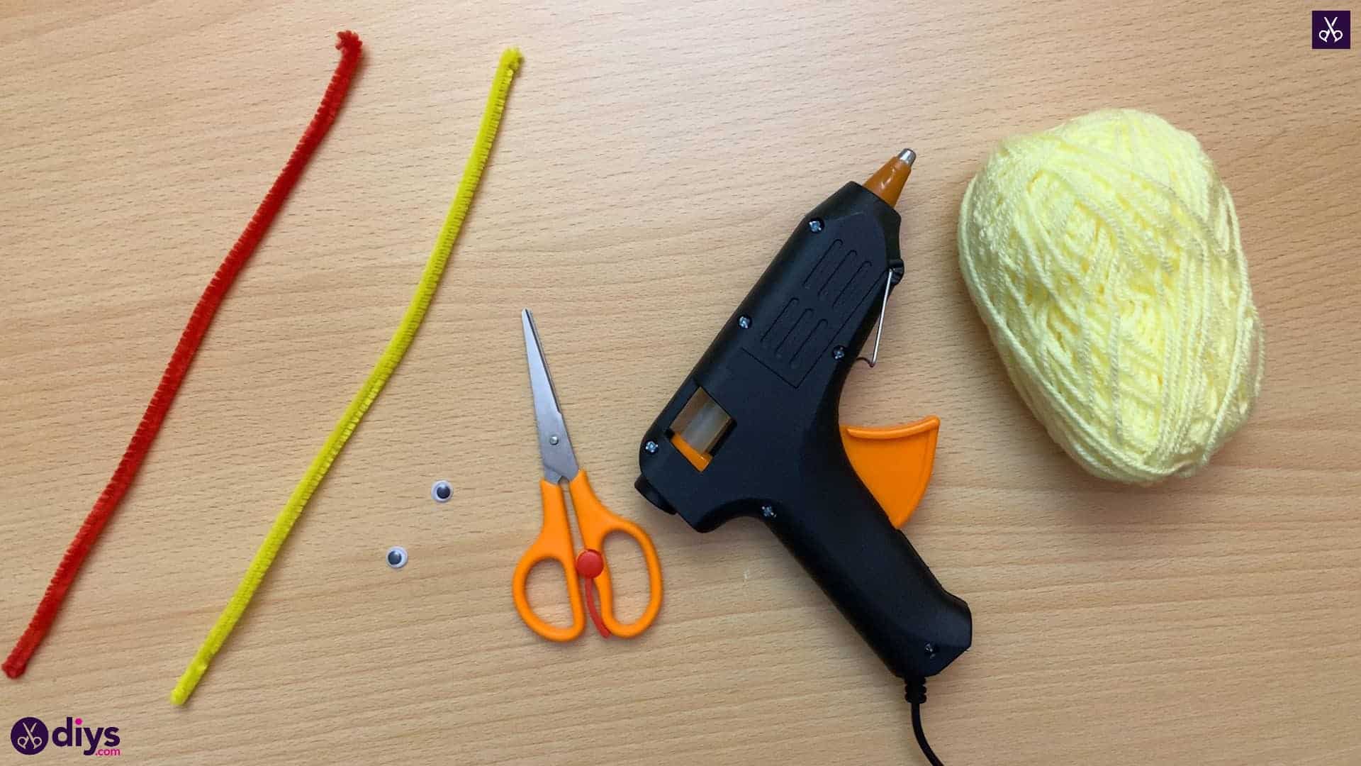 Materials how to make a pom pom chick