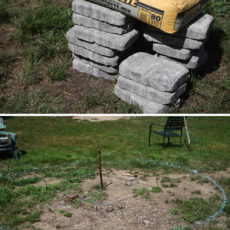 Stone topped cinder block fire pit