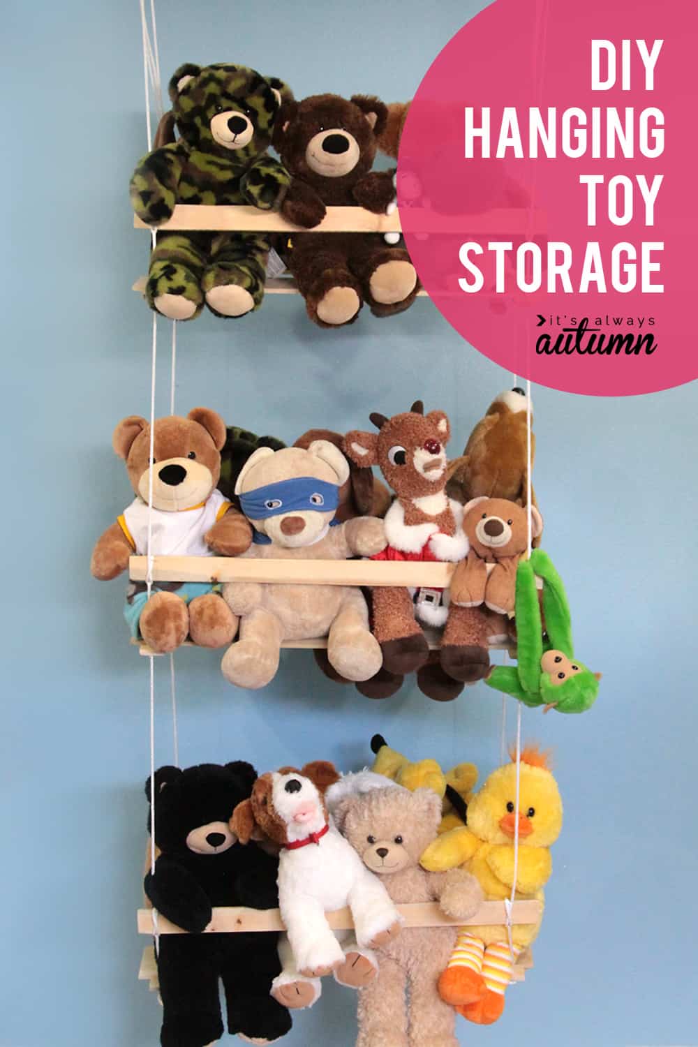 Diy hanging toy storage