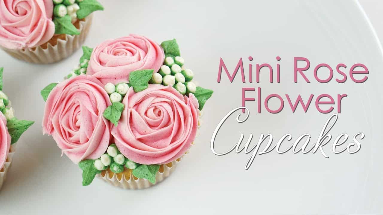 Mini rose flower cupcake decorating