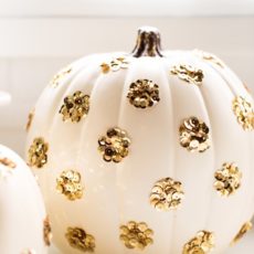 Carve less gold sequinned polka dot pumpkins
