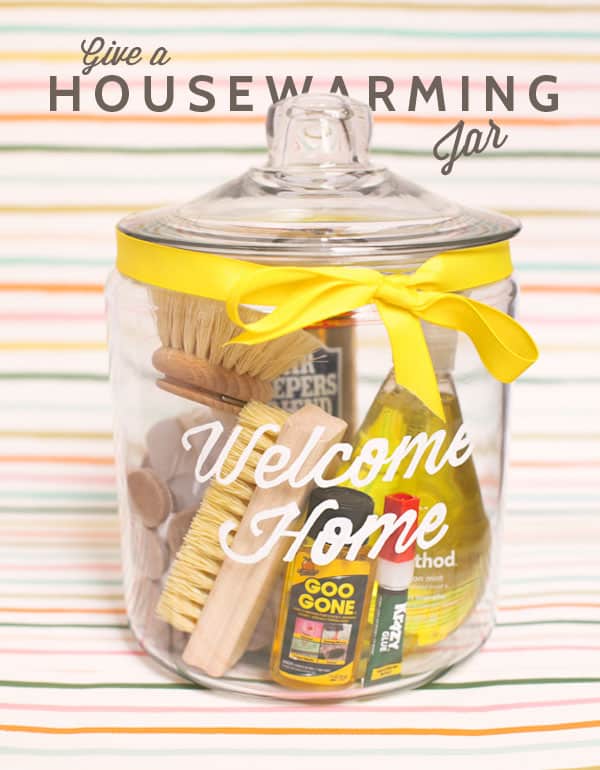 Diy housewarming supplies jar gift