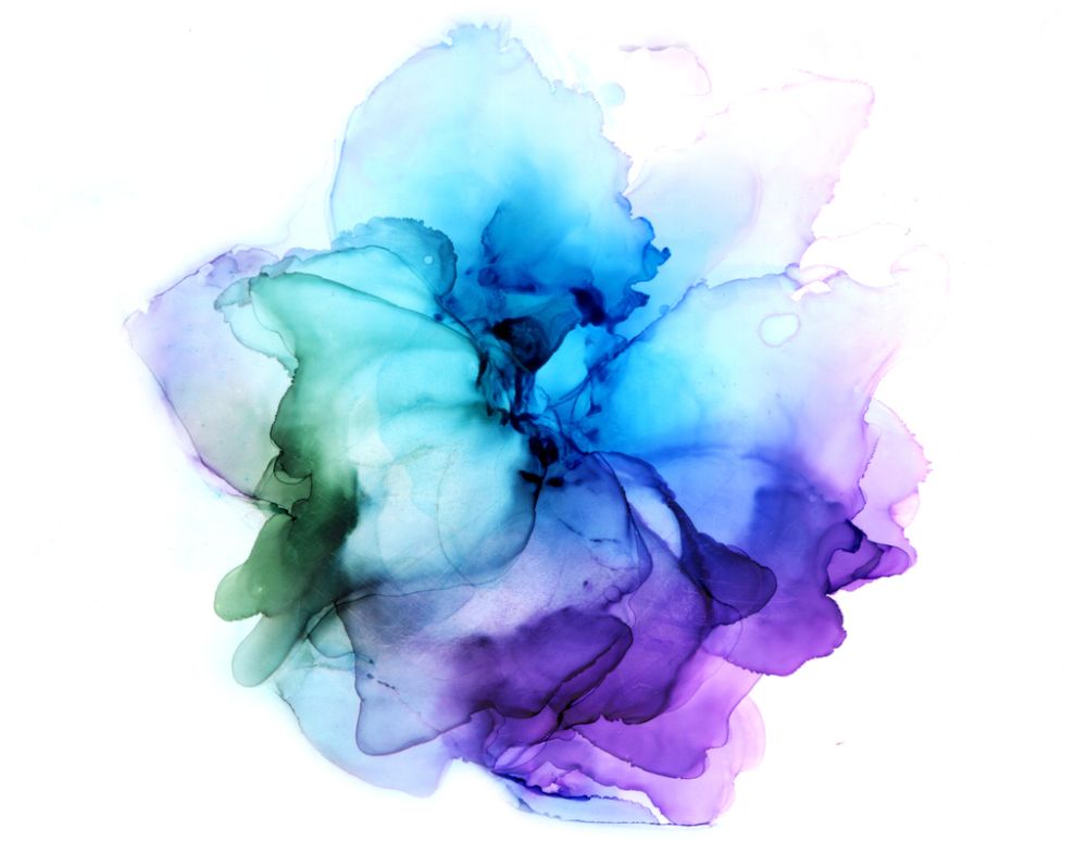 Delicate Flower Watercolor Paintings in Blue and Violet