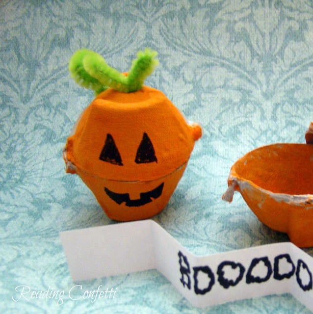 Egg cup secret message pumpkins