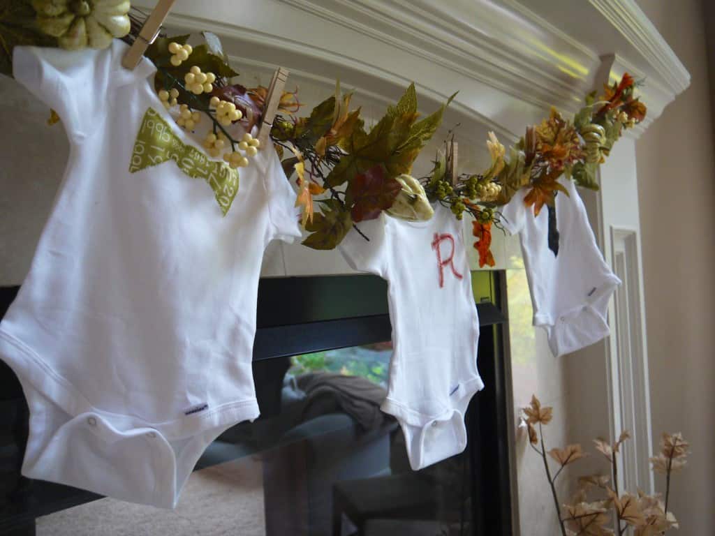 Fall leaf and baby onesie garland
