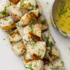 Grilled turnips with dill olive oil