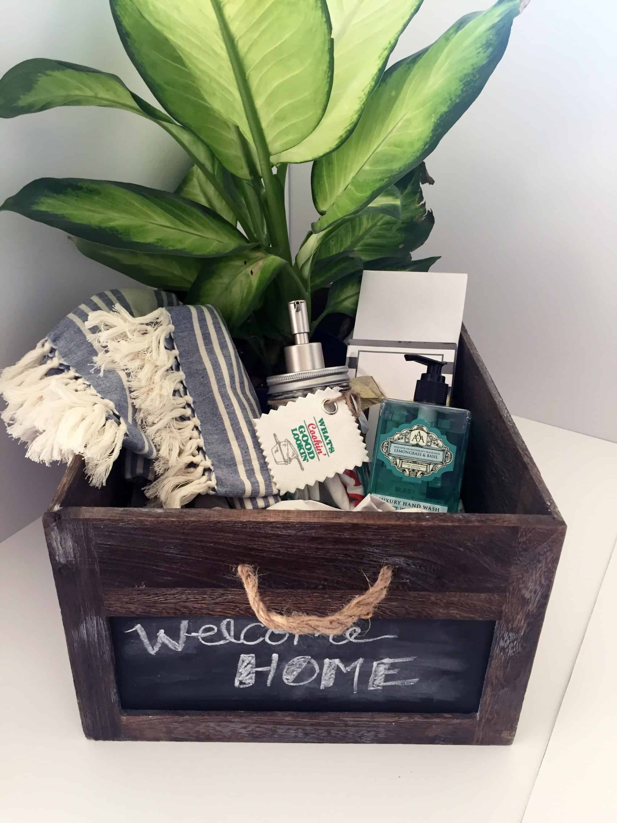Packed housewarming gift crate