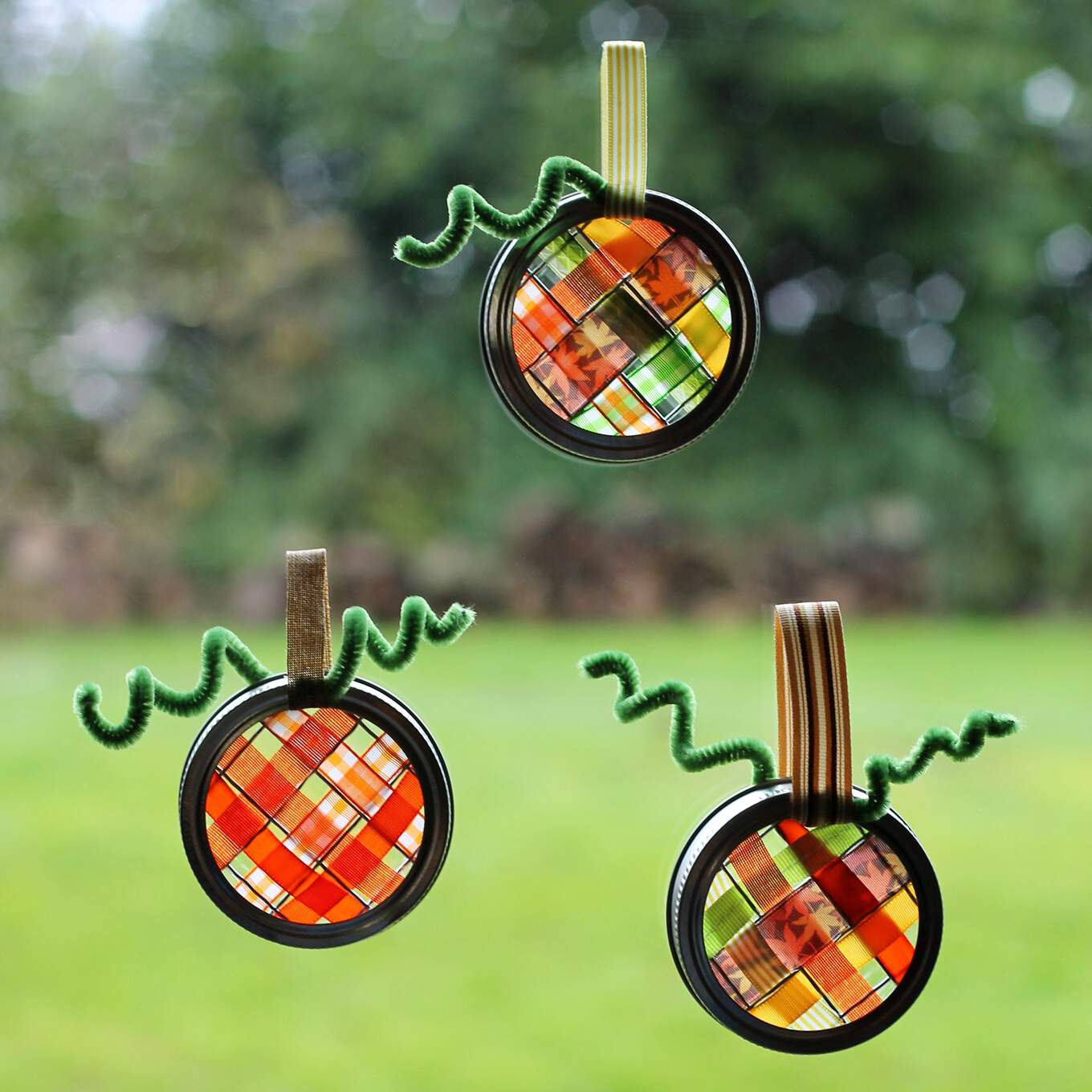 Ribbon pumpkin sun catchers