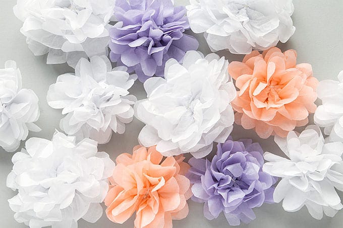 Tissue paper flower pom poms