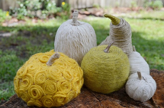 Yarn wrapped pumpkins