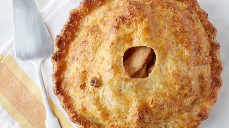 Cheddar crusted apple pie