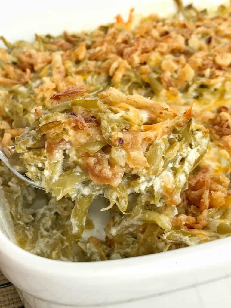 Creamy, cheesy green bean casserole