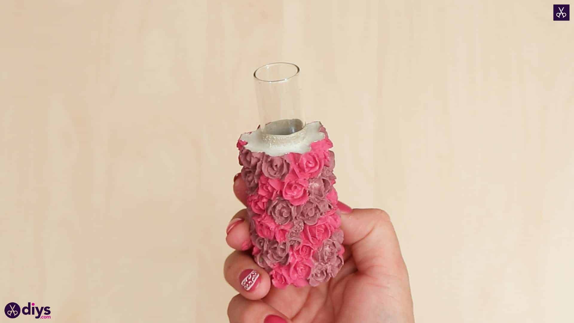 Diy concrete vase with rose pattern