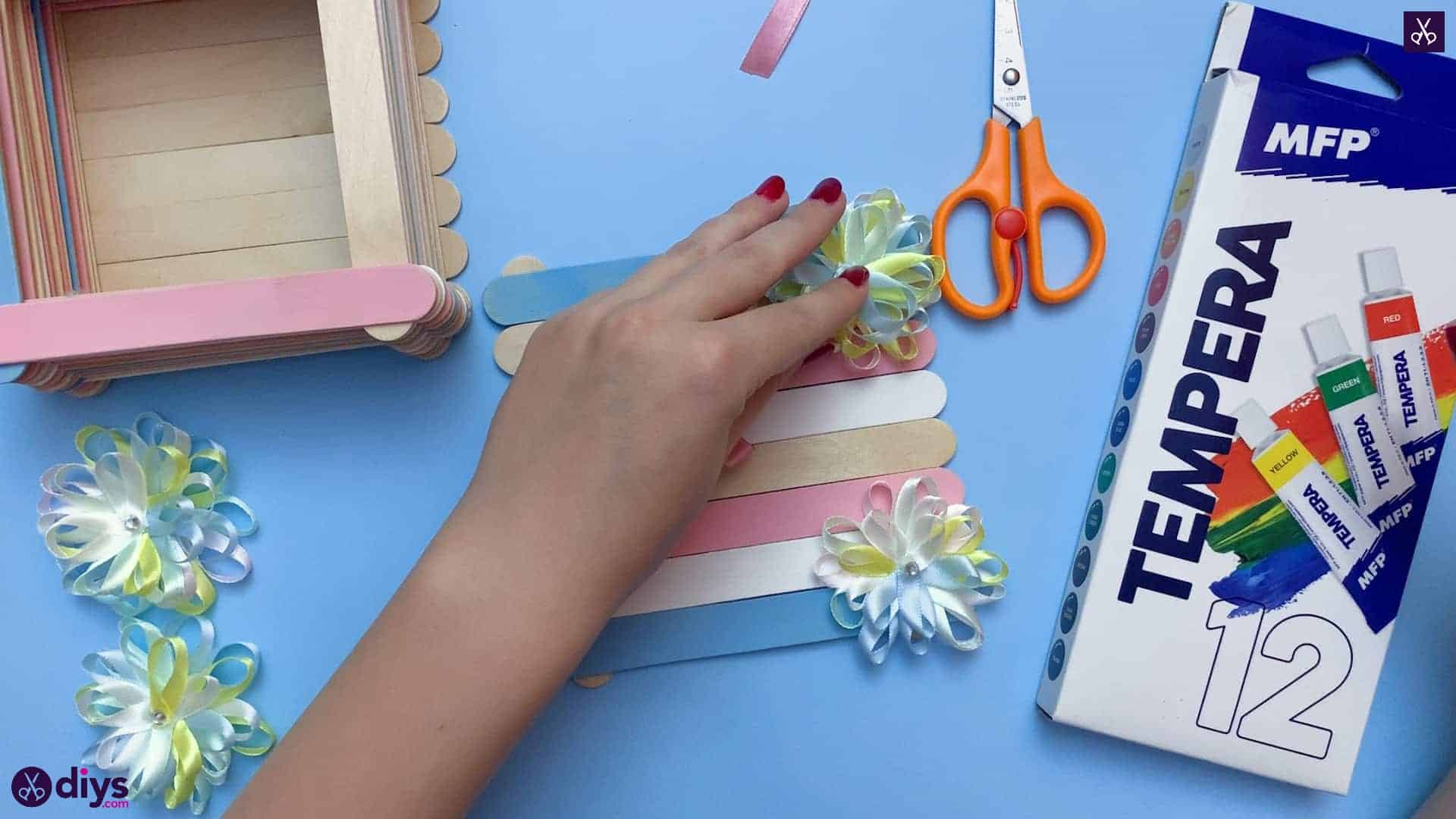 Diy popsicle stick jewelry box flowers