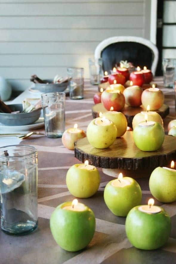 DIY Apple Candle Holders - Thanksgiving Table Centerpiece