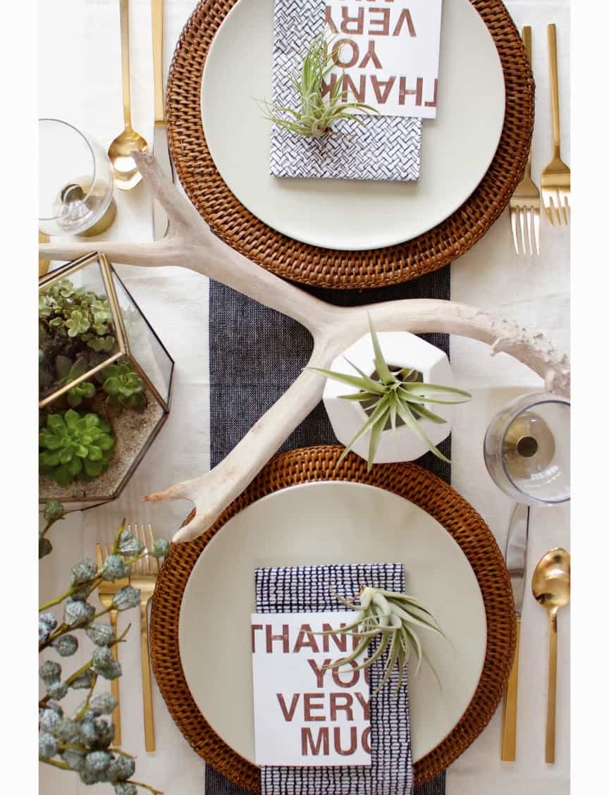DIY Modern Organic Table with Succulents - DIY Thanksgiving Centerpiece
