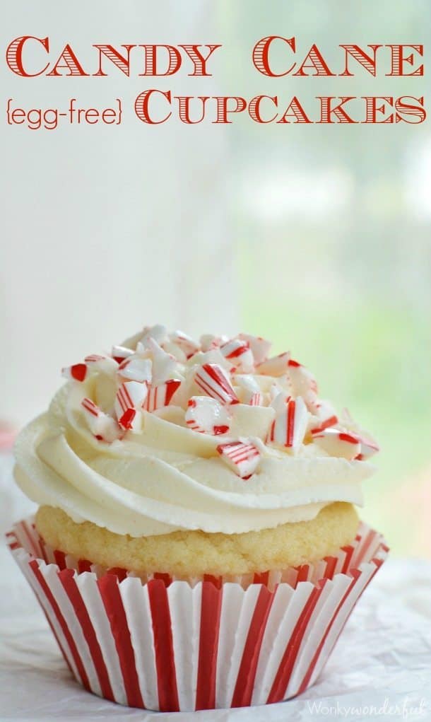 Eggless cupcakes with candy canes