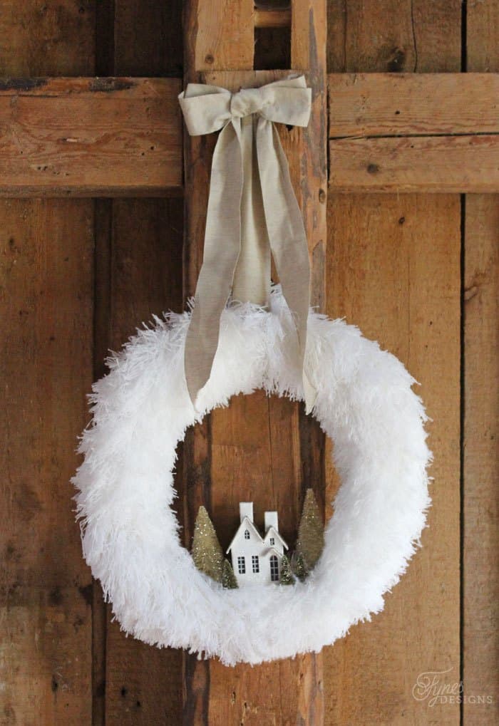 Fluffy village christmas wreath